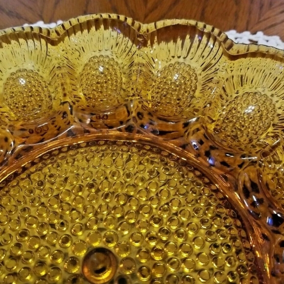 Vintage Amber Glass Deviled Egg Platter - Picture 2 of 6